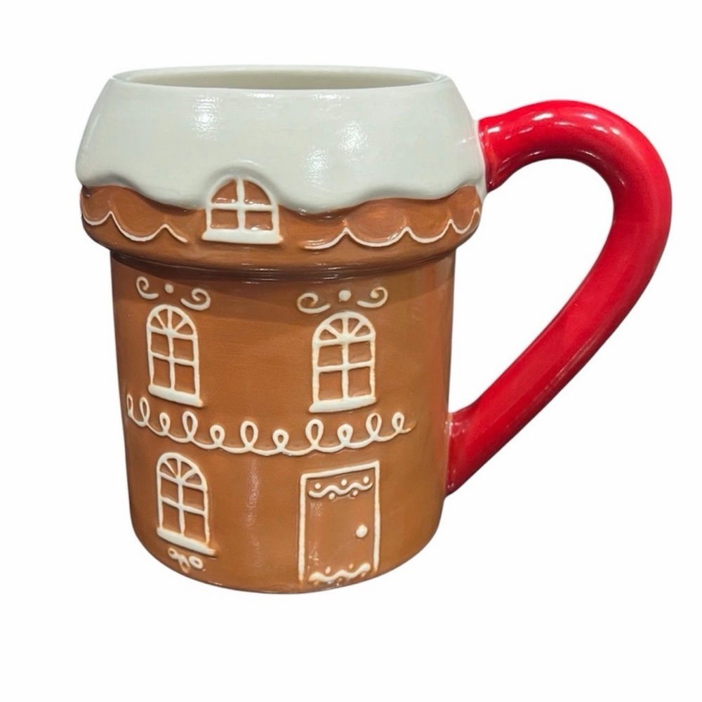 Gingerbread House Mug with Red Handle